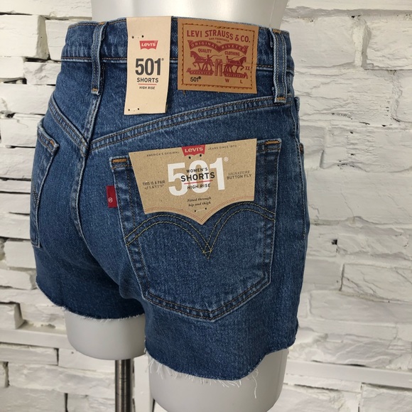 Levi’s 501’s High Rise Button Fly Denim Shorts - Picture 5 of 7